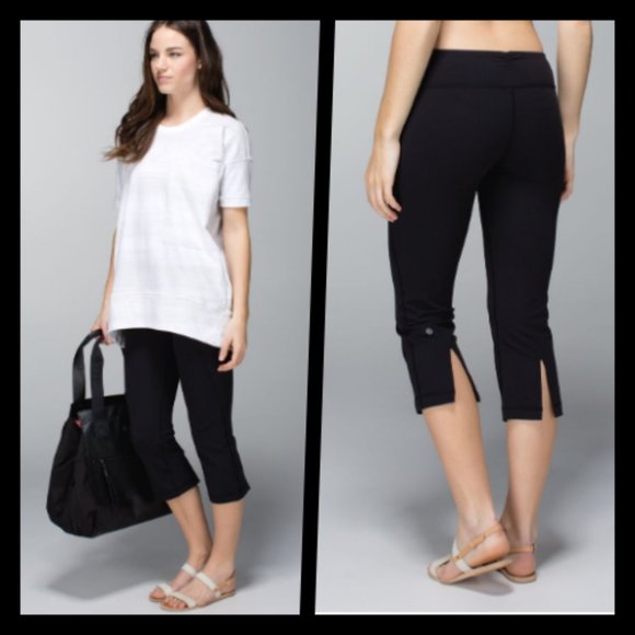 lululemon athletica Pants - Lululemon Gather & Crow Crop Yoga Pants Black 4